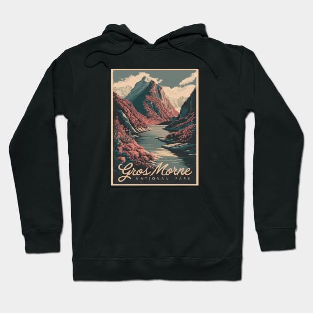 Gros Morne National Park Of Canada Retro Vacation Poster Hoodie by Perspektiva